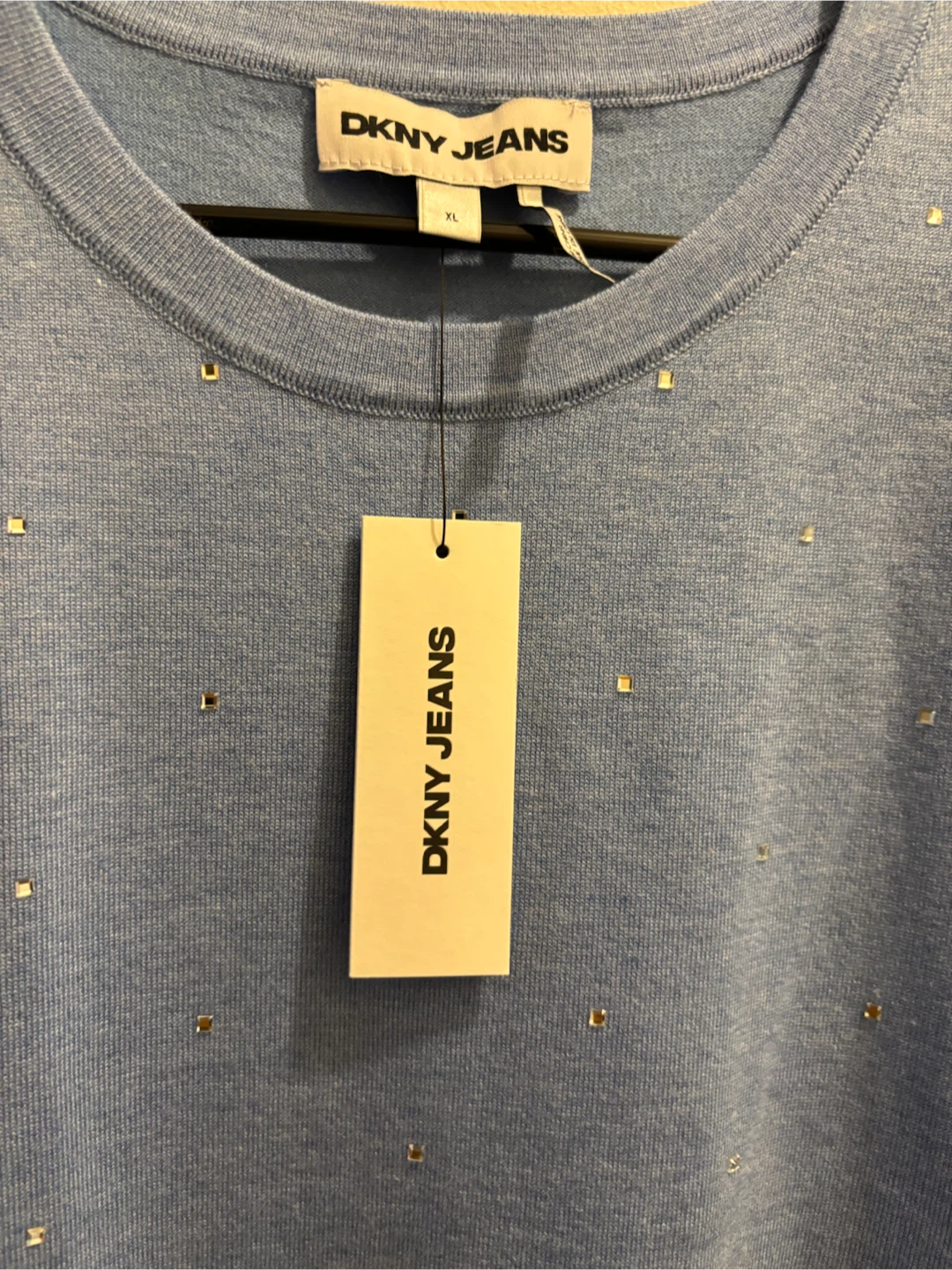 NEW-DKNY Jeans Embellished Light Blue Top - photo 2