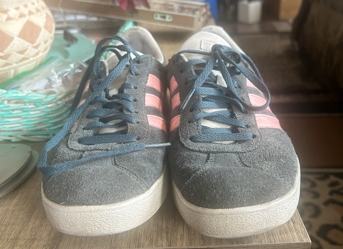 Adidas Grey and Pink Suede Sneakers
