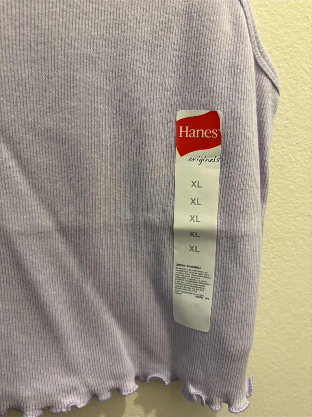 NEW-Hanes Originals Ribbed Tank Top - Light Purple XL - photo 2