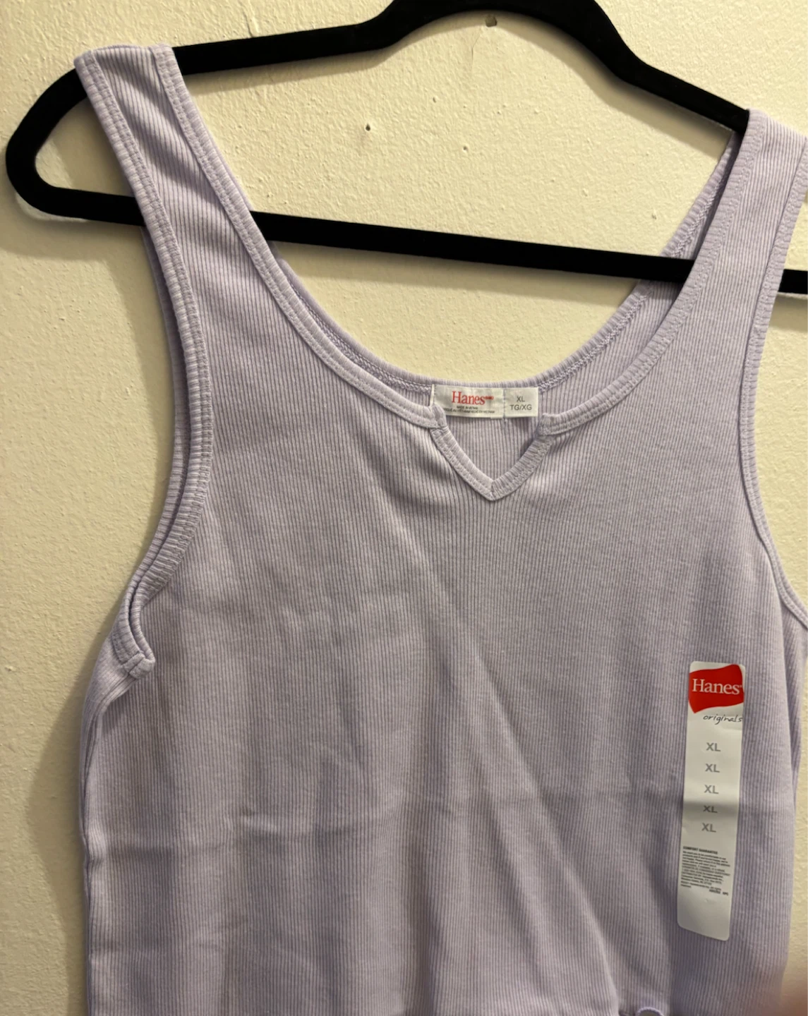 NEW-Hanes Originals Ribbed Tank Top - Light Purple XL