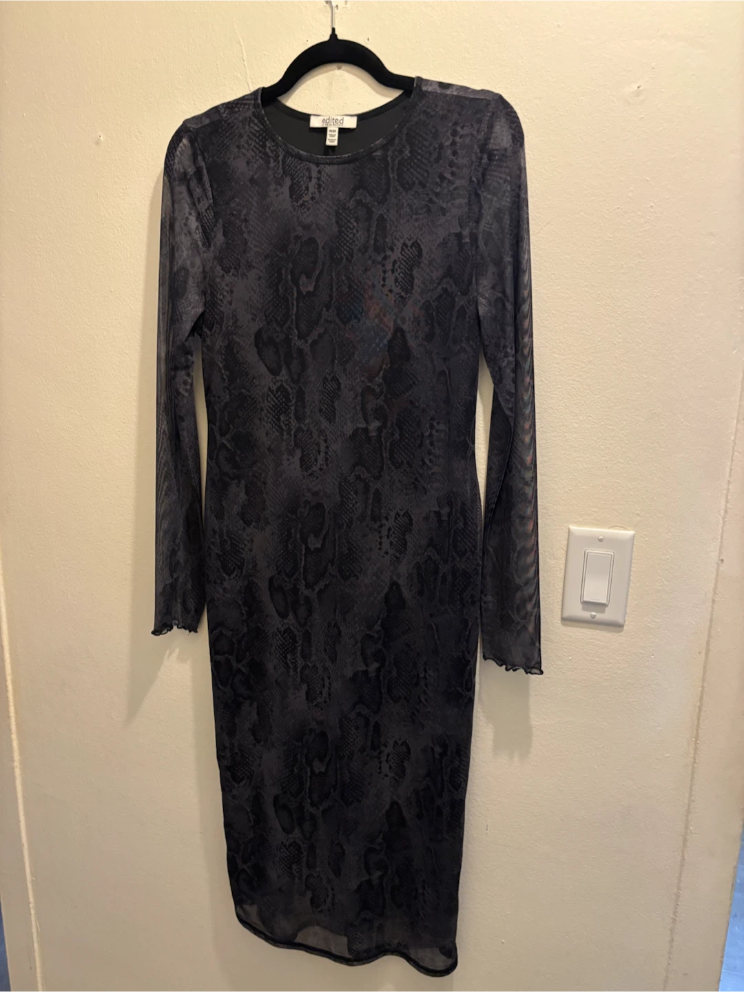 NEW-Edited by Remiraer Snakeskin Print Mesh Dress