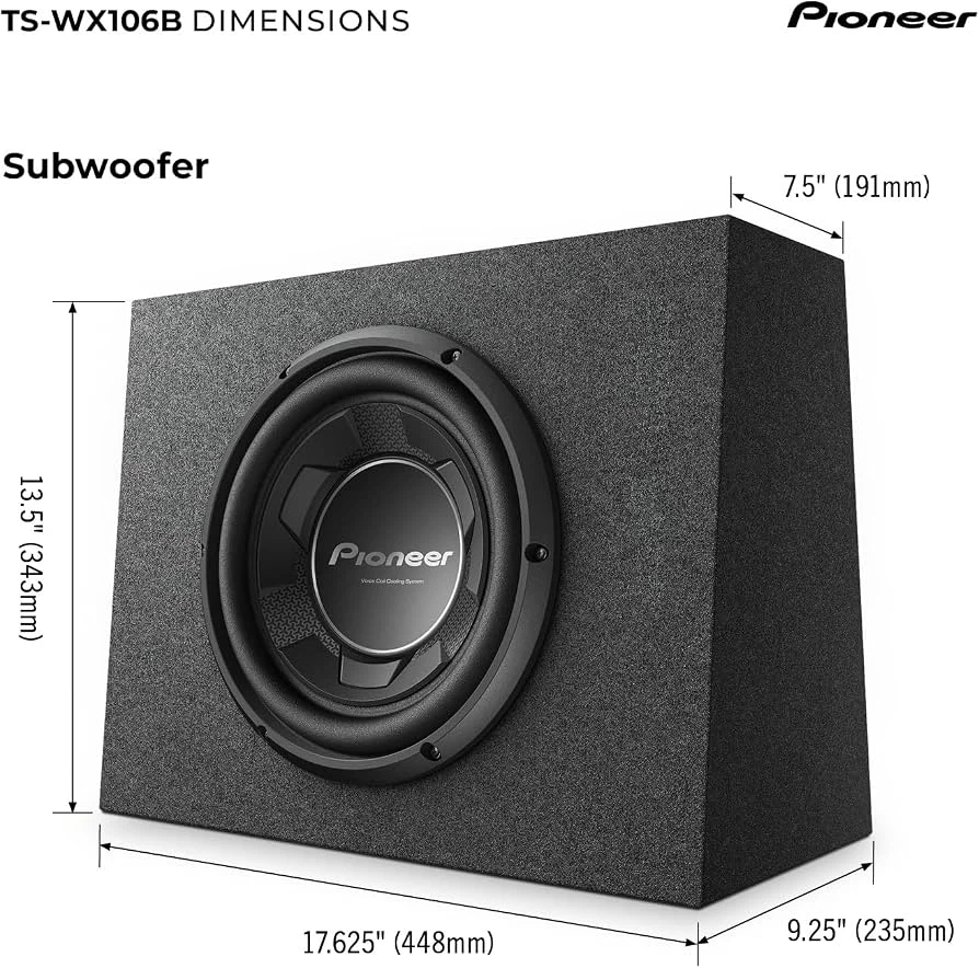 Pioneer TSWX106B 10˝ Pre-Loaded Compact Subwoofer System - New - photo 4