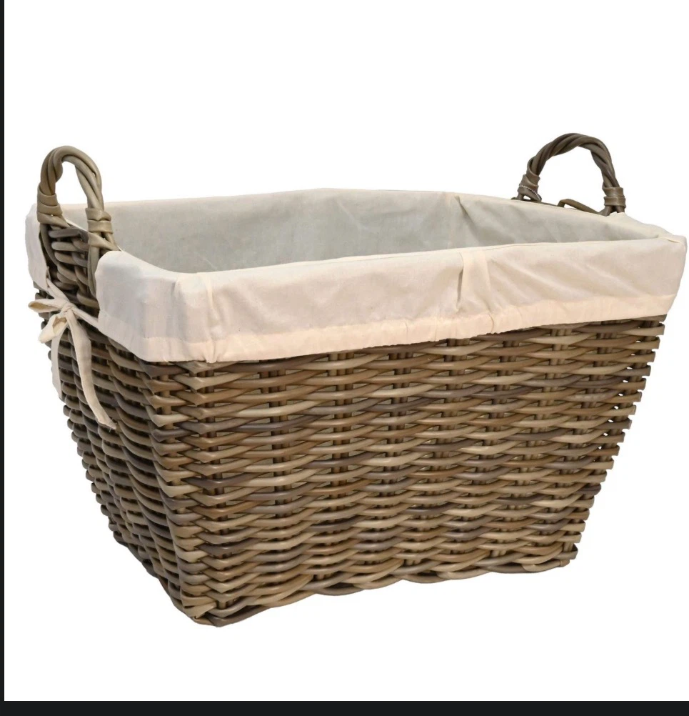 Wicker Storage Basket with Fabric Liner