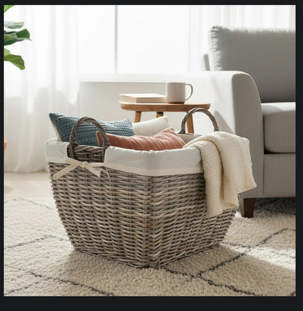 Wicker Storage Basket with Fabric Liner - photo 3