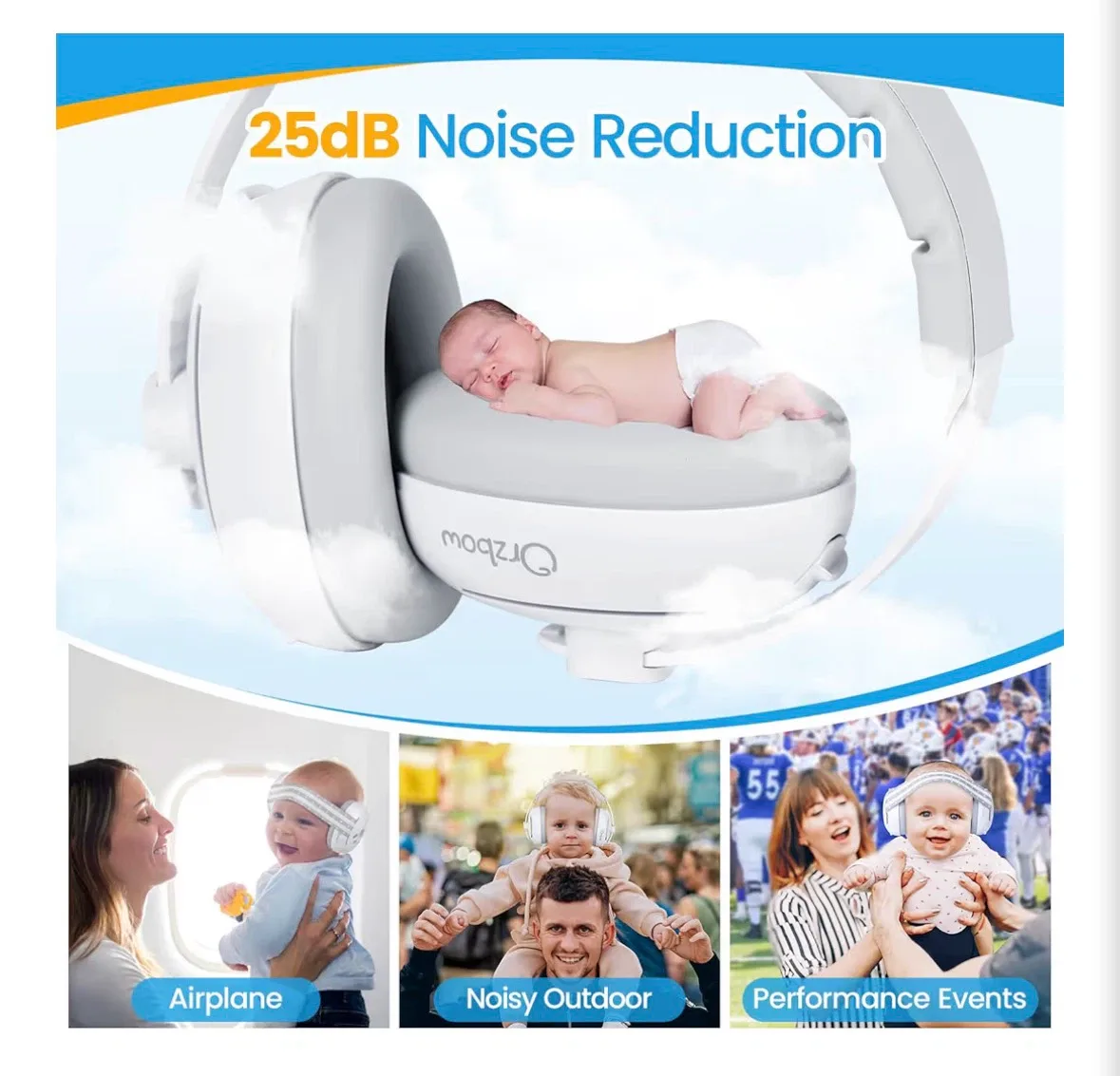 Orzbow Baby Noise Protection Headphones - White - photo 3