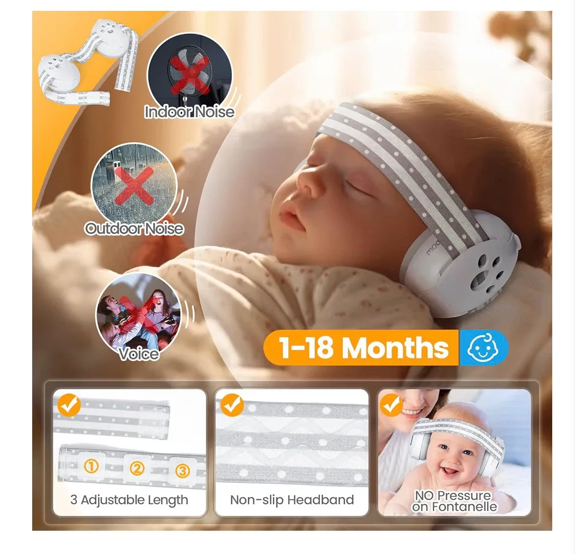 Orzbow Baby Noise Protection Headphones - White - photo 4
