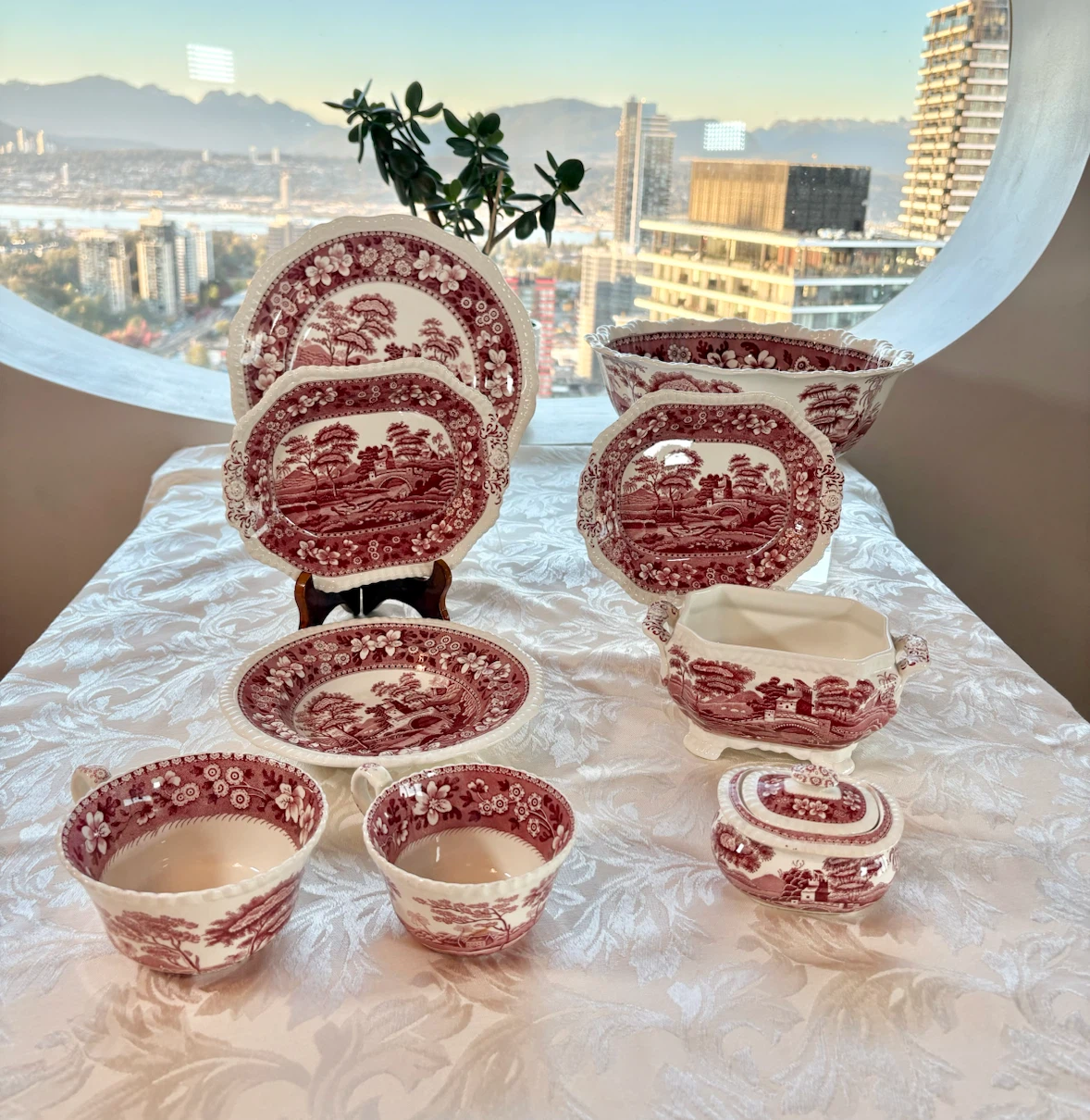 Copeland Spode's Pink Tower Transferware Set
