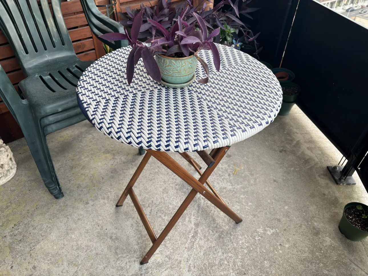 Blue and White Woven Bistro Table