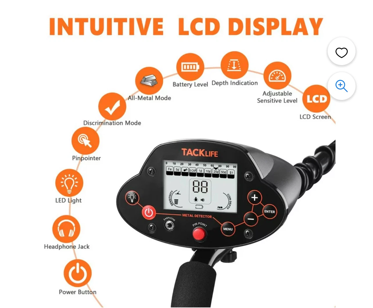 Tacklife Professional Metal Detector, Outdoor Metal Detector - photo 3