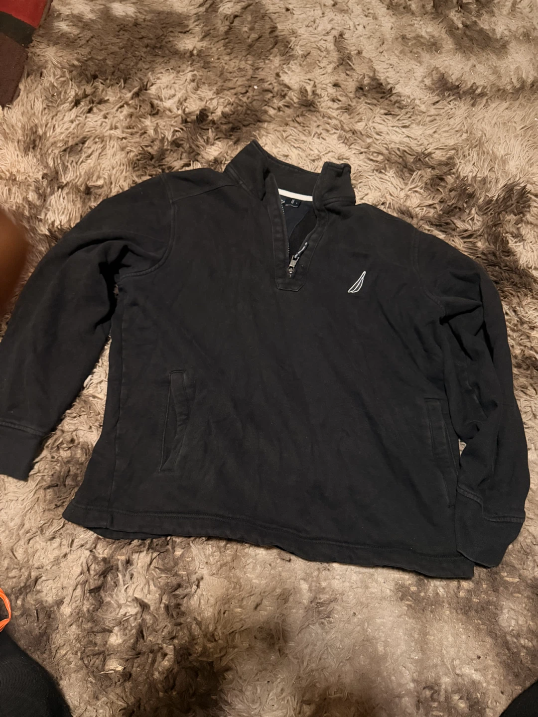Nautica Black Quarter-Zip Pullover Size Large