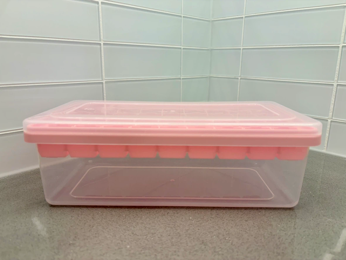 Pink silicone Ice Cube Tray with Storage Bin - photo 2