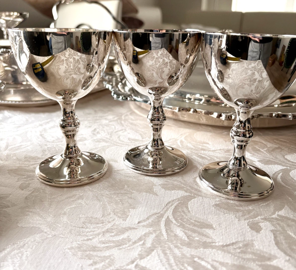 Set of 3 Vintage Silver Plated Chalices