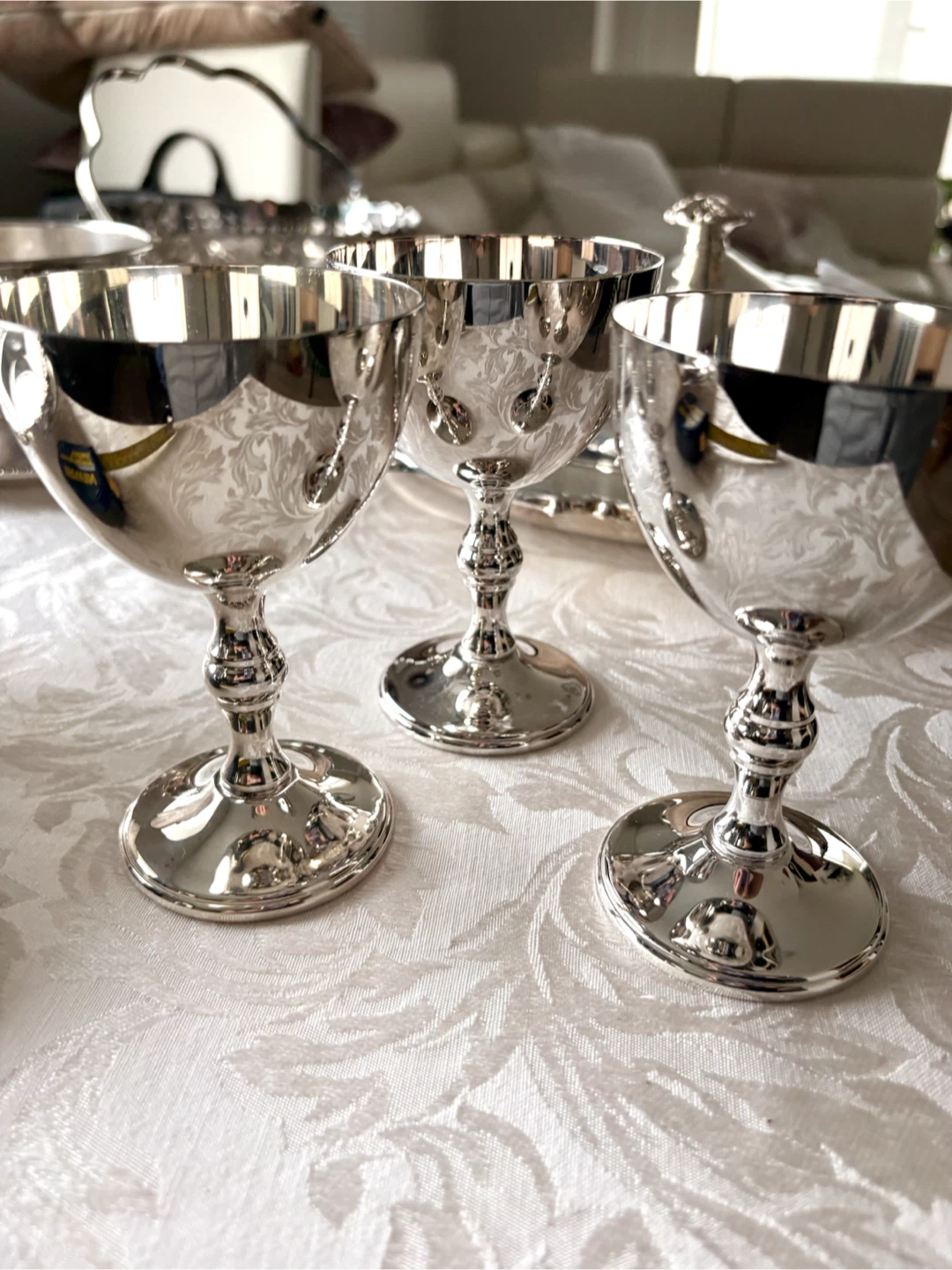 Set of 3 Vintage Silver Plated Chalices - photo 2