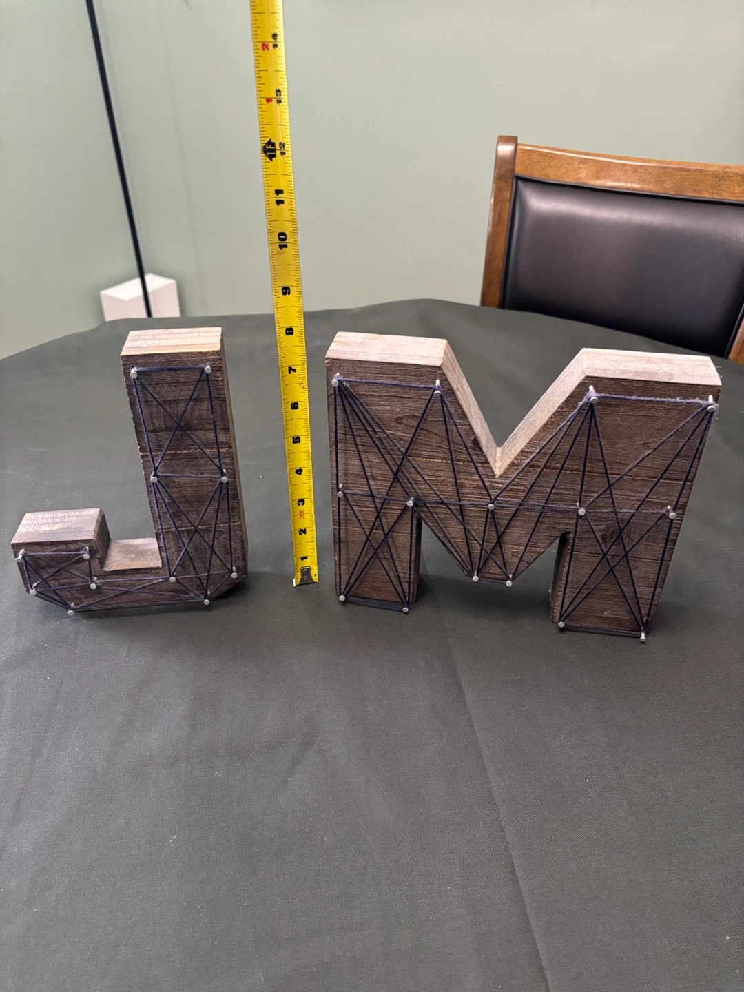 Rustic String Art Letters J and M