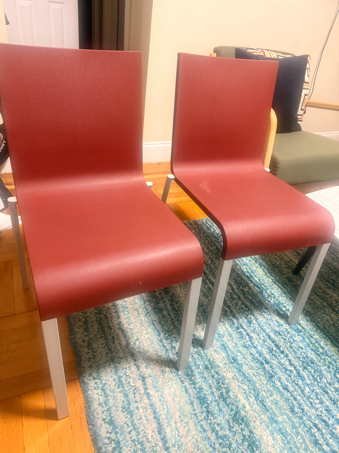 Set of Two Modern Red Chairs