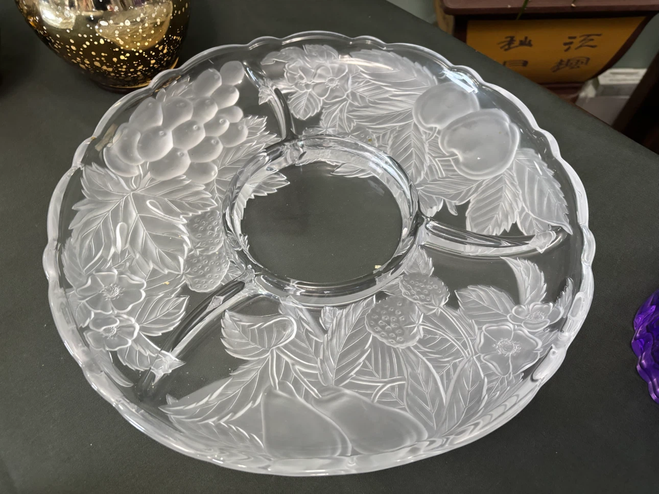 Mikasa Fruit Design Glass Divided Serving Dish
