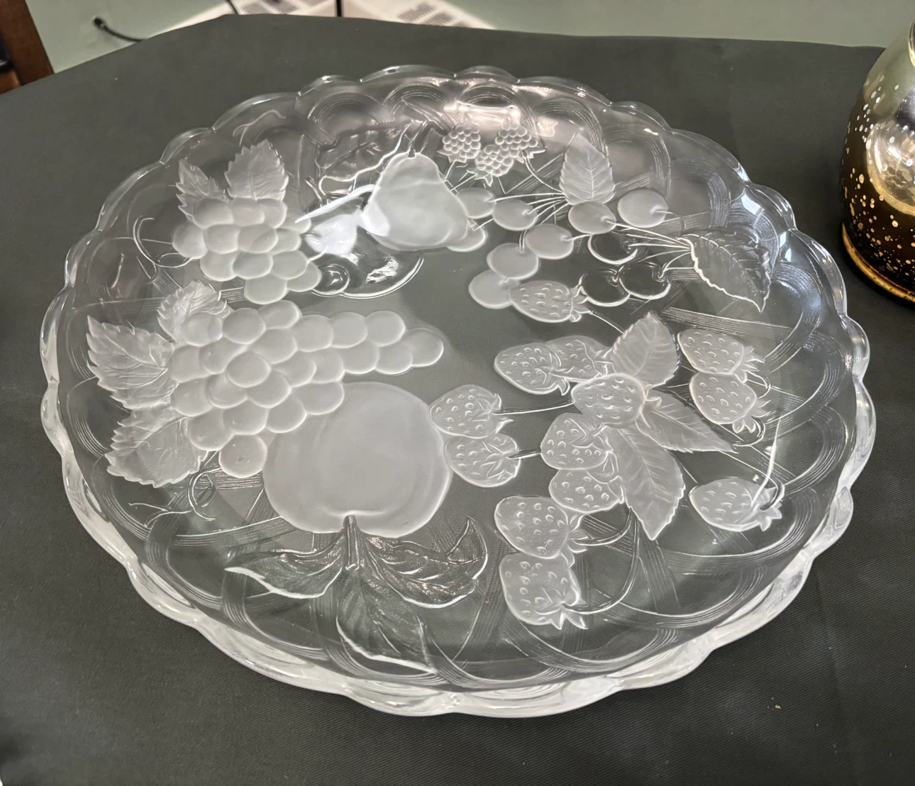 Vintage Clear Glass Fruit Serving Platter