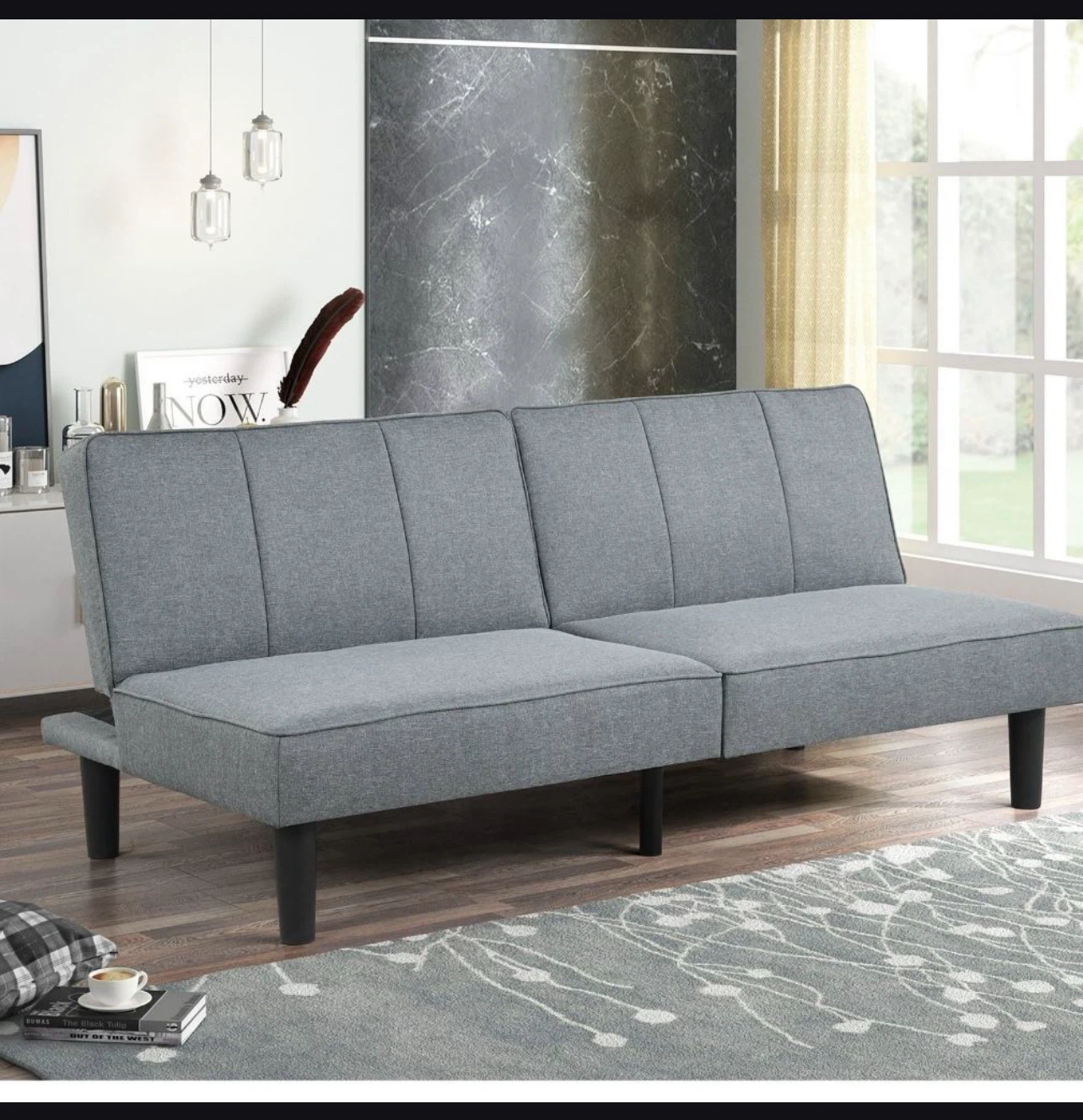 Gray Convertible Futon Sofa Bed - photo 2