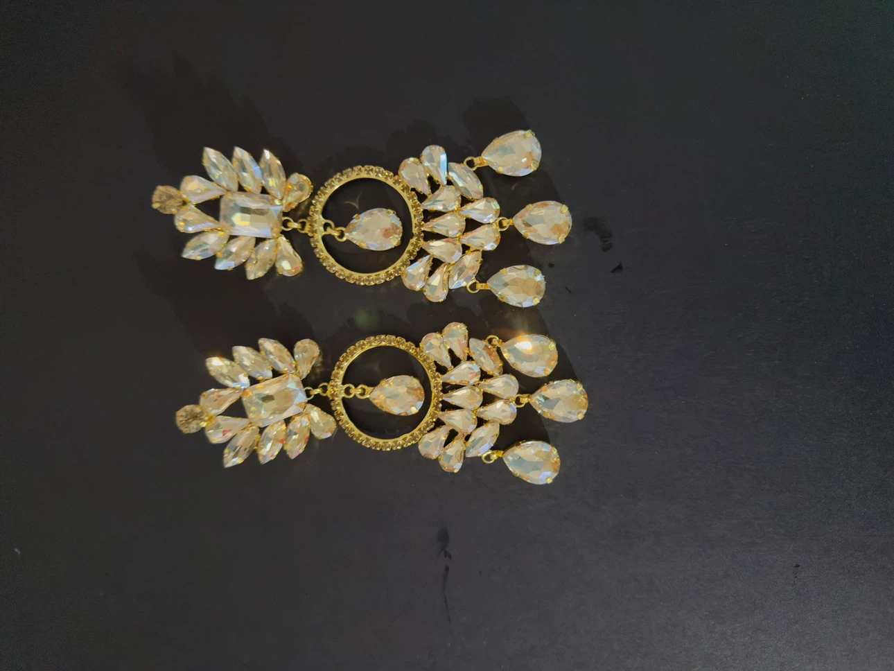 Gold Tone Crystal Dangle Earrings - photo 2
