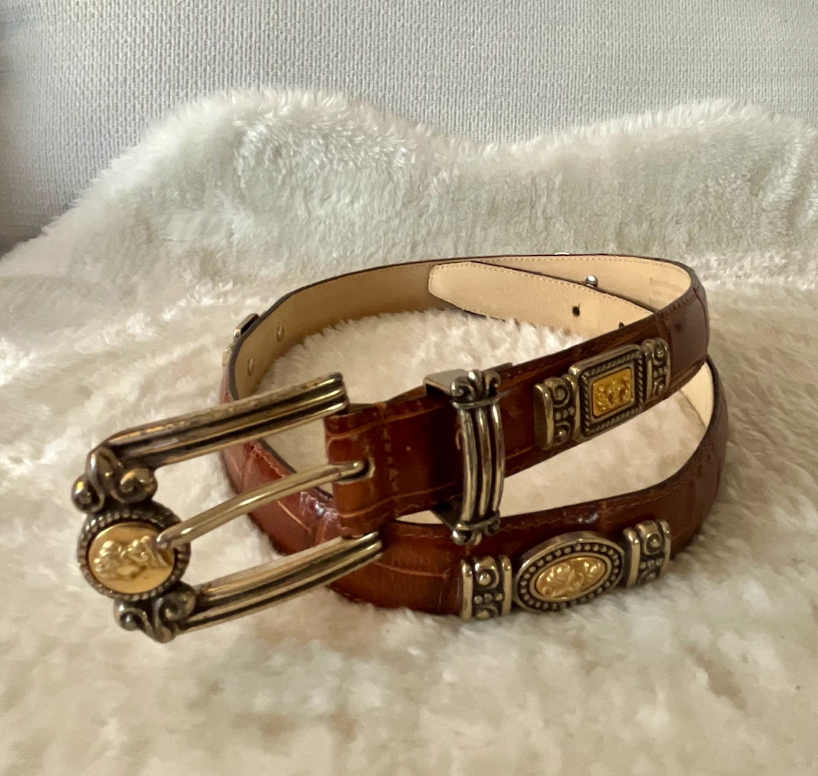 Brighton Museum Leather Belt with Gold-Tone Accents - photo 2