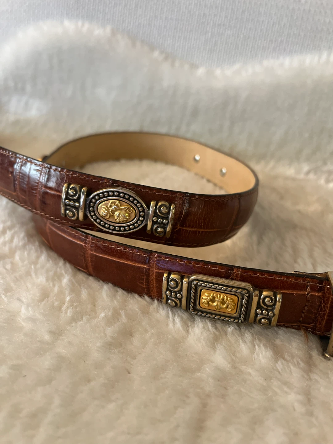 Brighton Museum Leather Belt with Gold-Tone Accents - photo 3