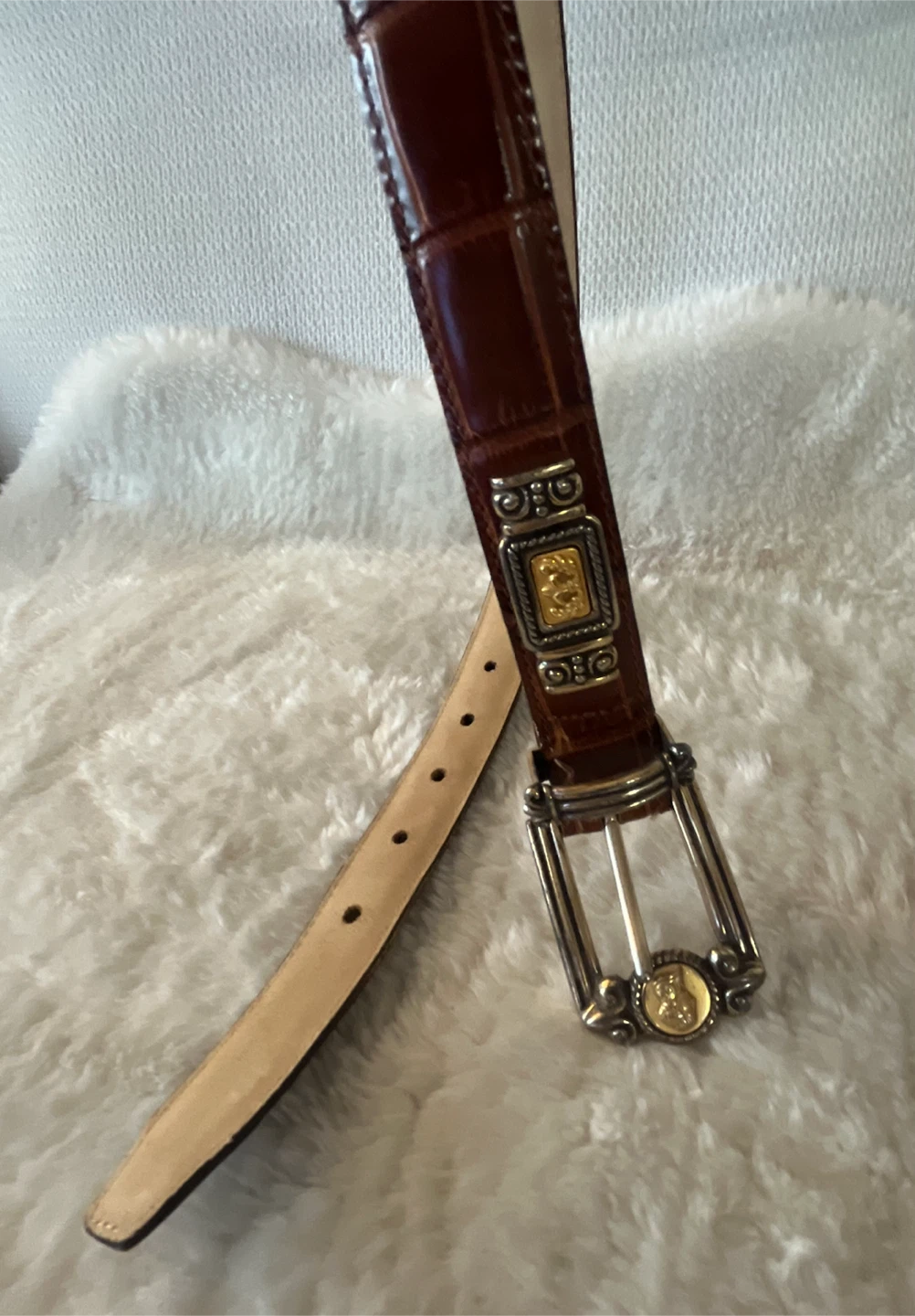 Brighton Museum Leather Belt with Gold-Tone Accents - photo 5