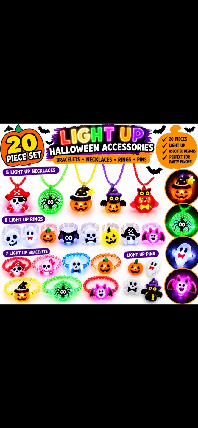 New 20 Piece Set Light Up Halloween Accessories