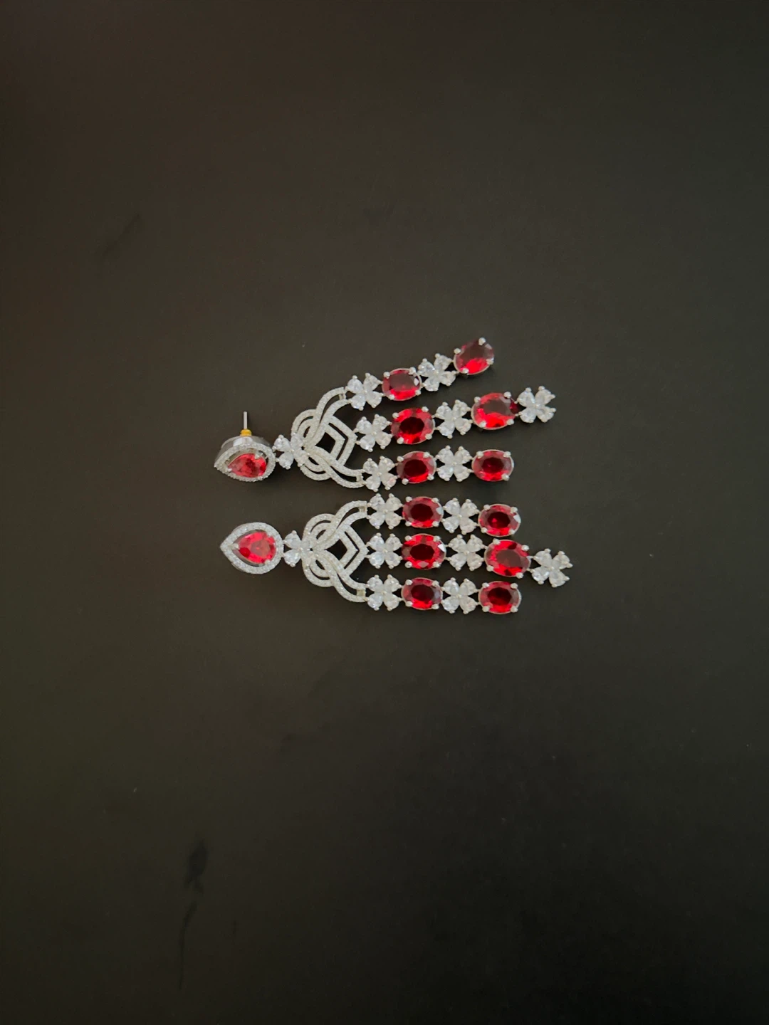 Red Crystal Statement Dangle Earrings