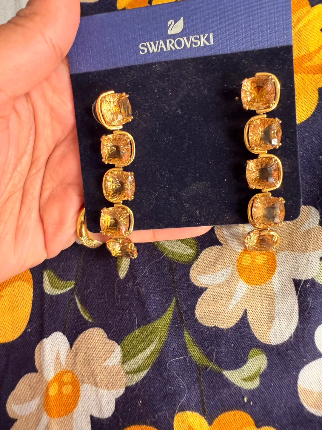 Swarovski Golden Crystal Drop Earrings