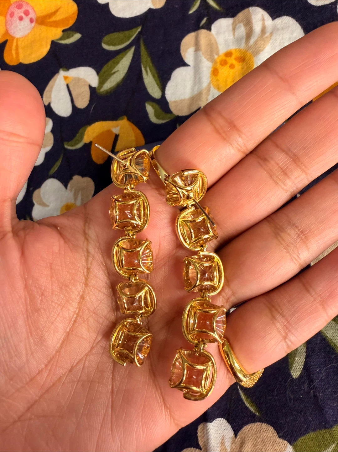 Swarovski Golden Crystal Drop Earrings - photo 4