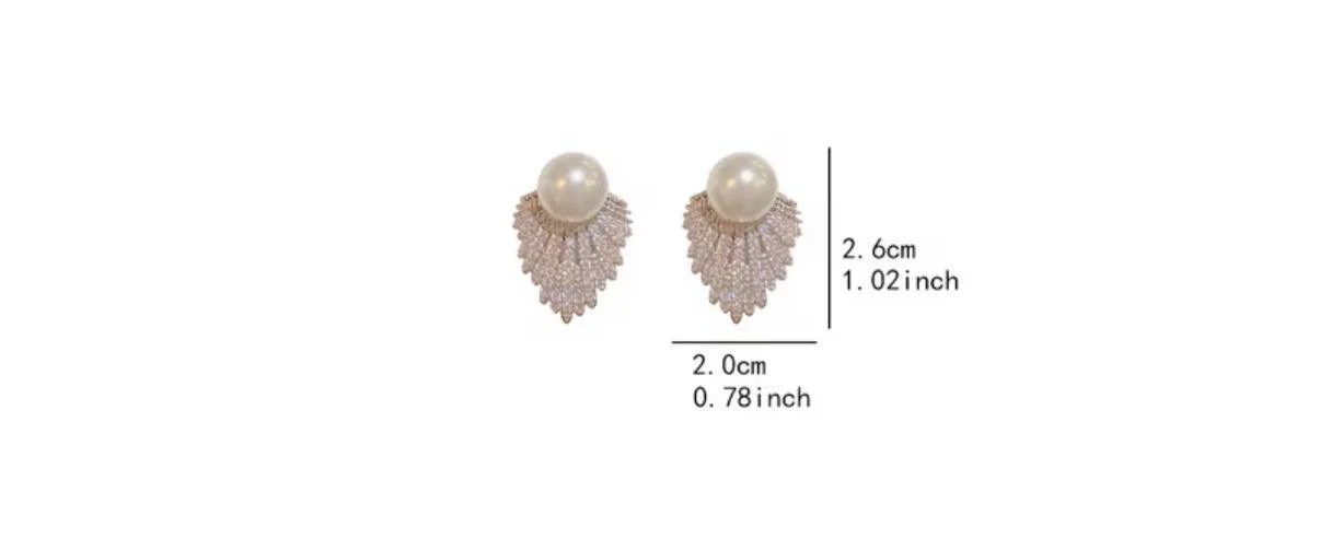 Silver-Toned Pearl-Look Leaf Earrings - photo 2