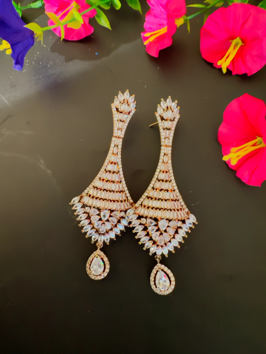 Elegant Crystal Teardrop Dangle Earrings