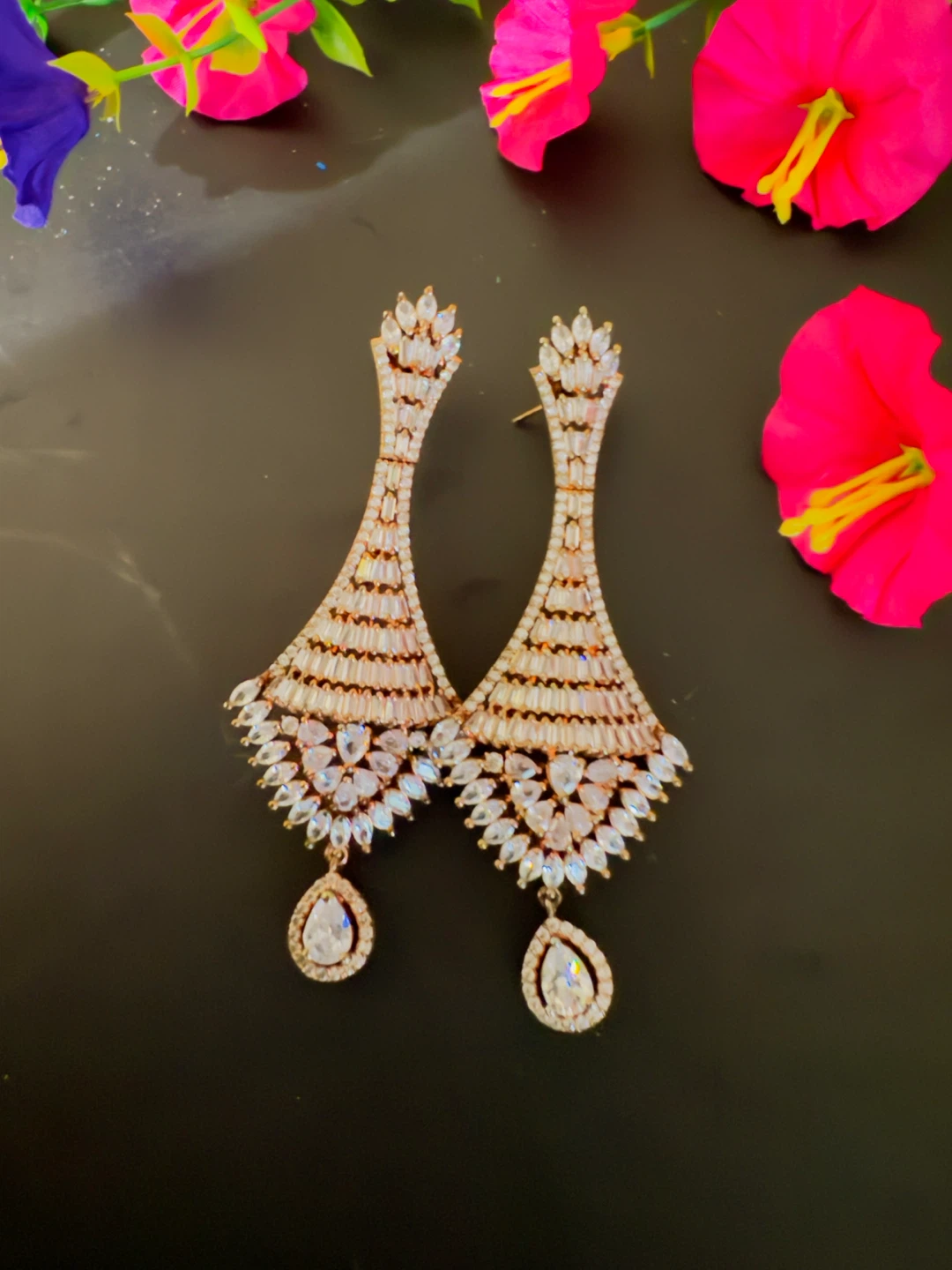 Elegant Crystal Teardrop Dangle Earrings - photo 2