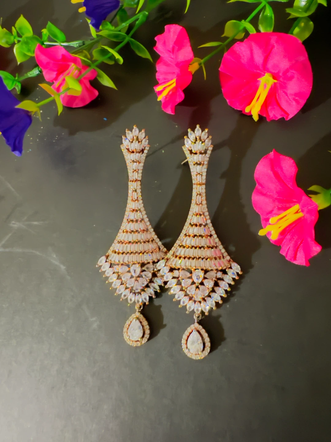 Elegant Crystal Teardrop Dangle Earrings - photo 3