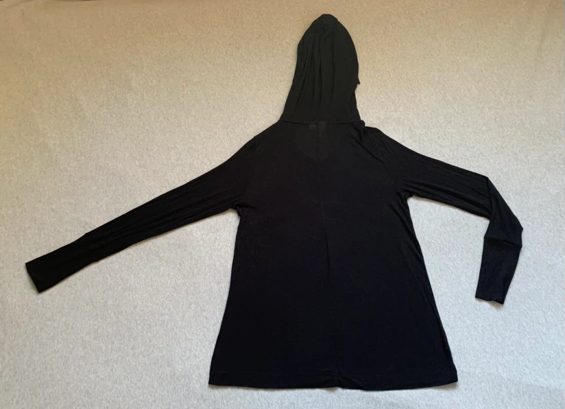 KENAR Black Hooded Long Sleeve Top - Size Medium - photo 2