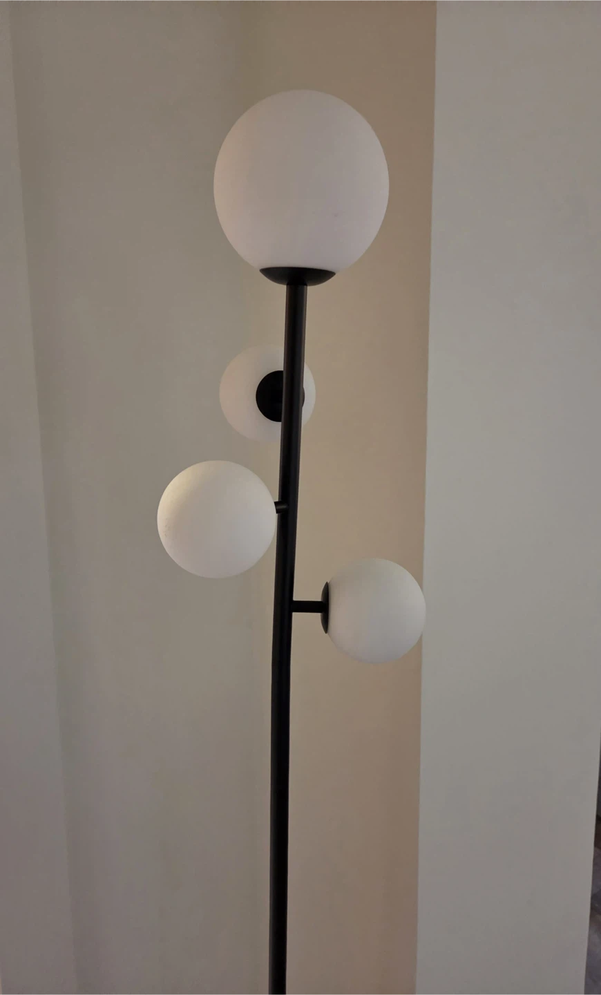 Black Floor LED Lamp with Globe Shades
