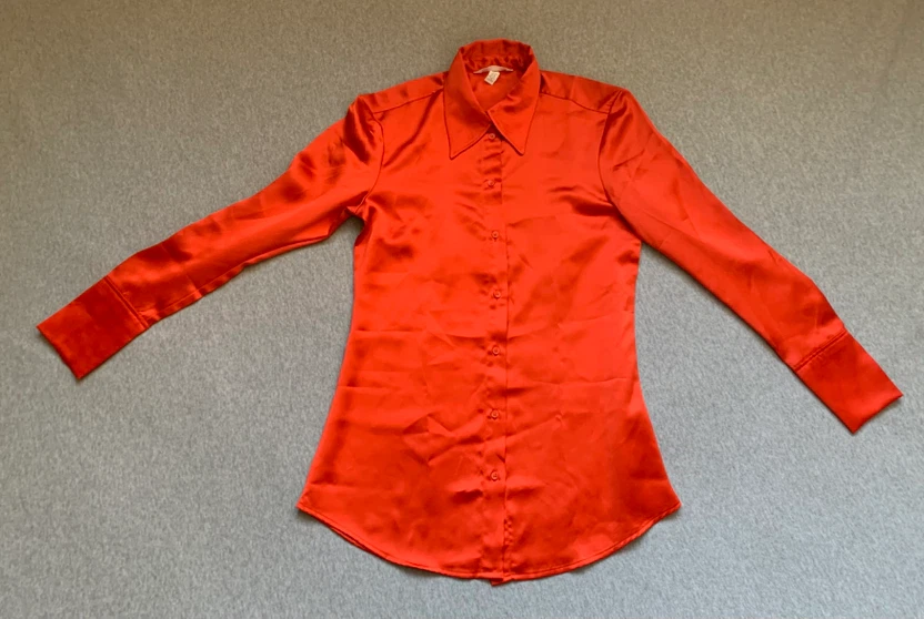 H&M Tomato Red/Orange Button-Up Shirt - Size XS