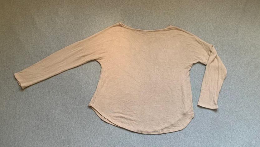 Studio Long Sleeve Light Knit Beige Top - 1X