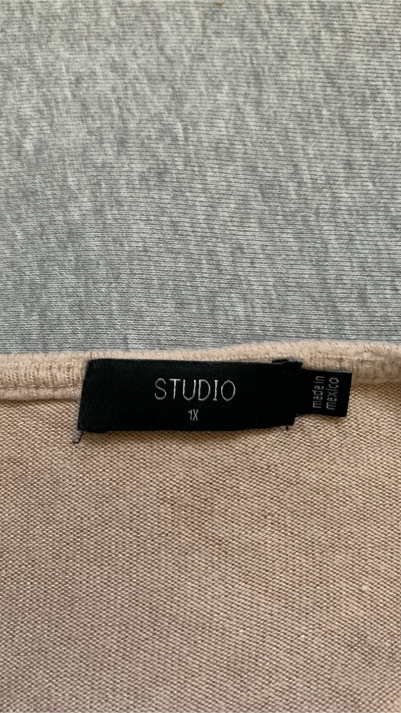 Studio Long Sleeve Light Knit Beige Top - 1X - photo 3