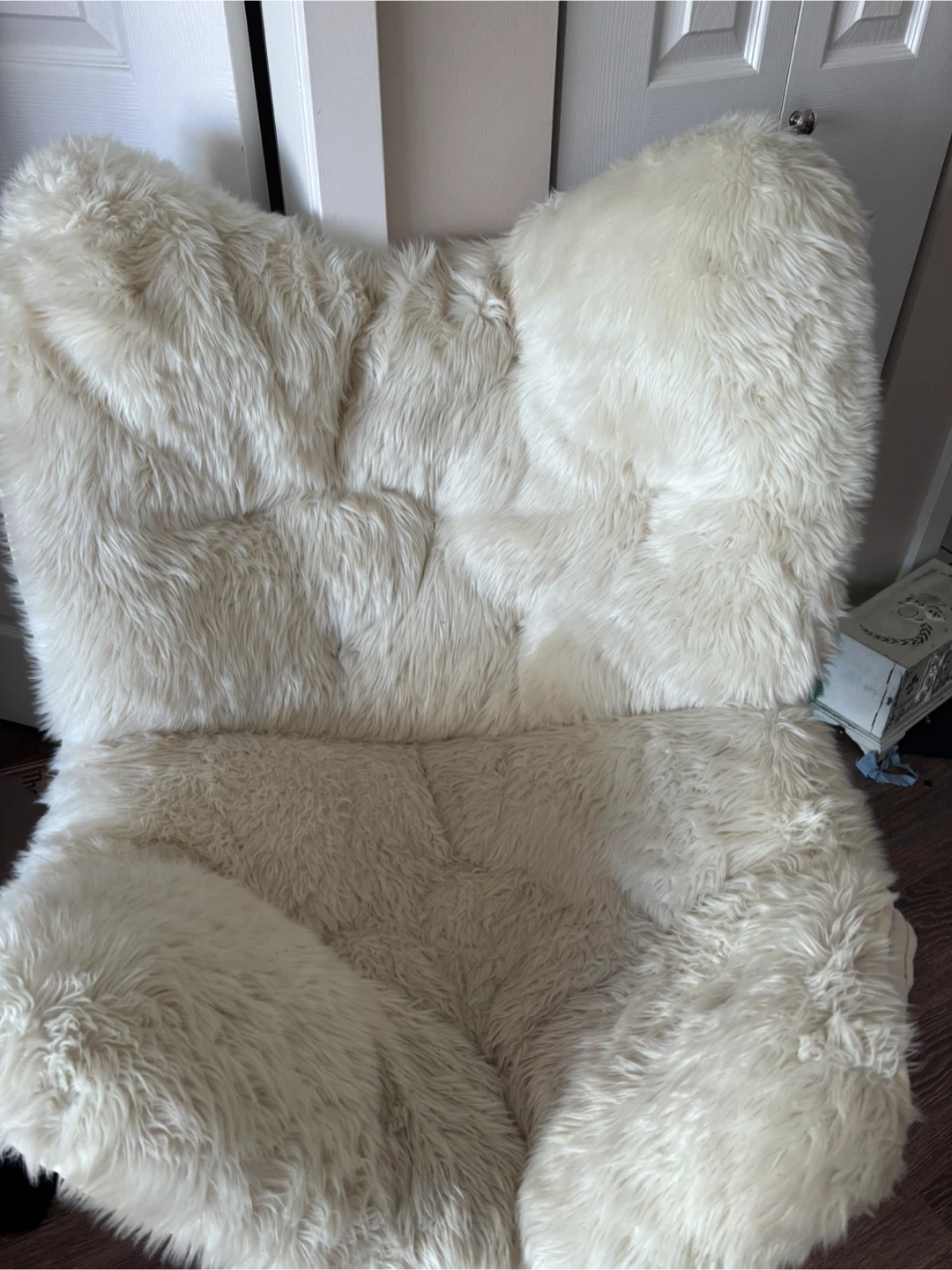 White Faux Fur Saucer Chair