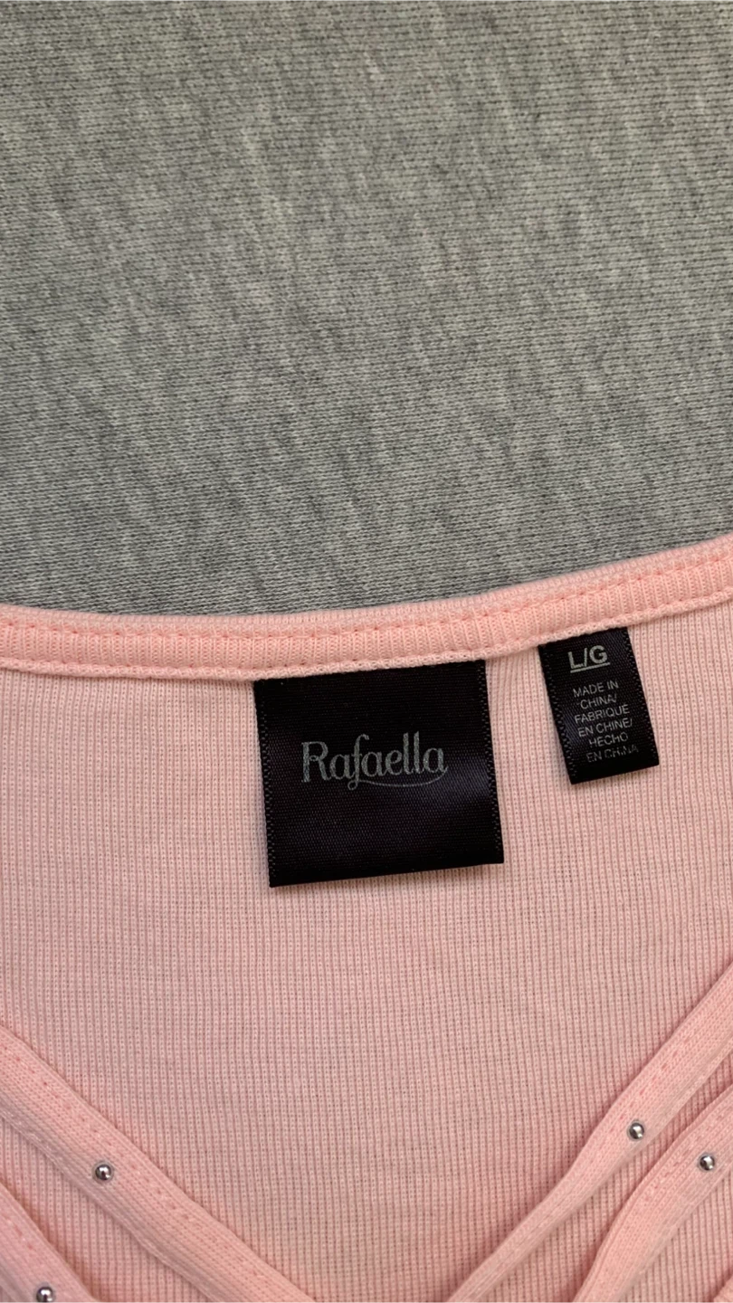 Rafaella Pink V-Neck Shirt - Size Large - photo 3