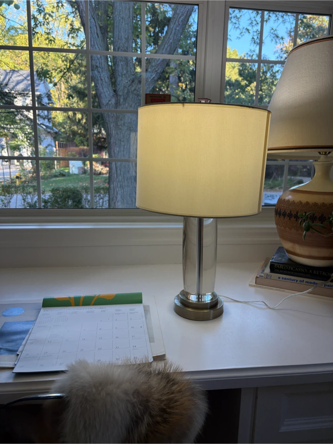 Clear Glass and Brass Table Lamp