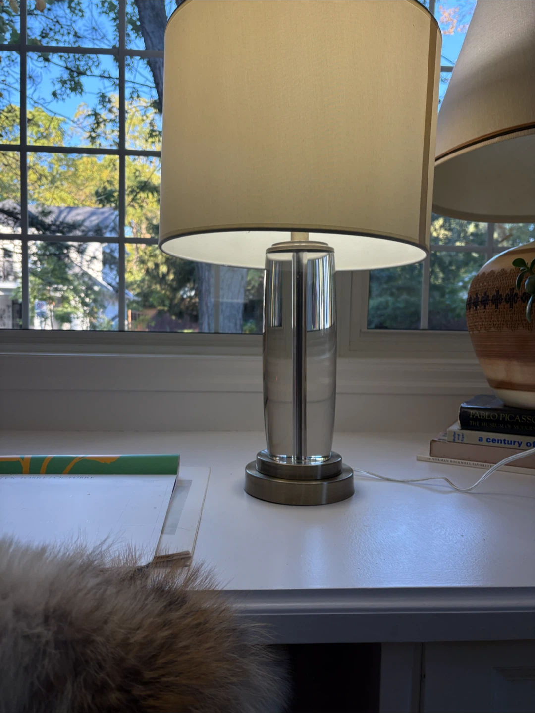 Clear Glass and Brass Table Lamp - photo 2