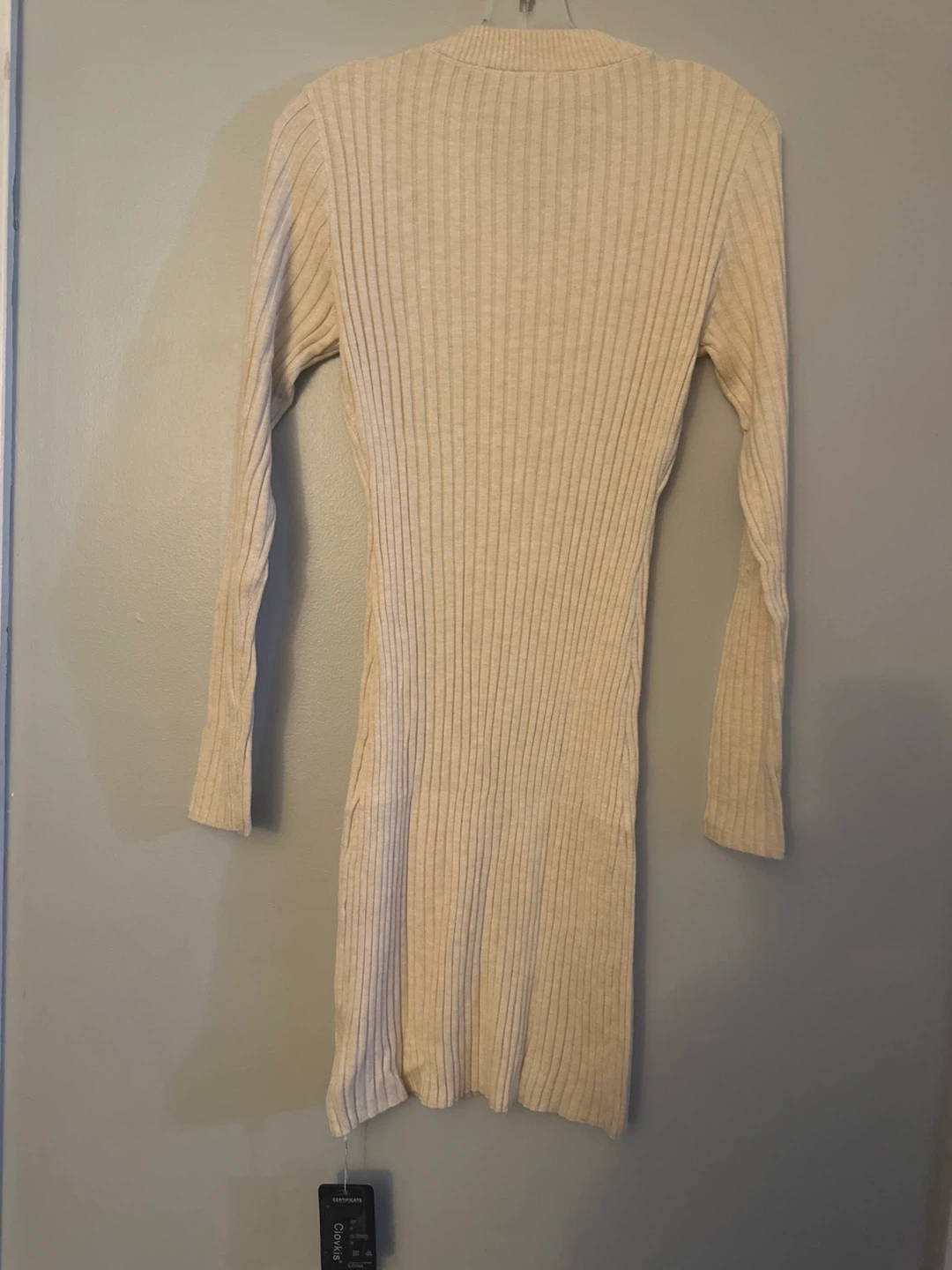 Ciovkis Beige Ribbed V-Neck Sweater Dress - photo 2