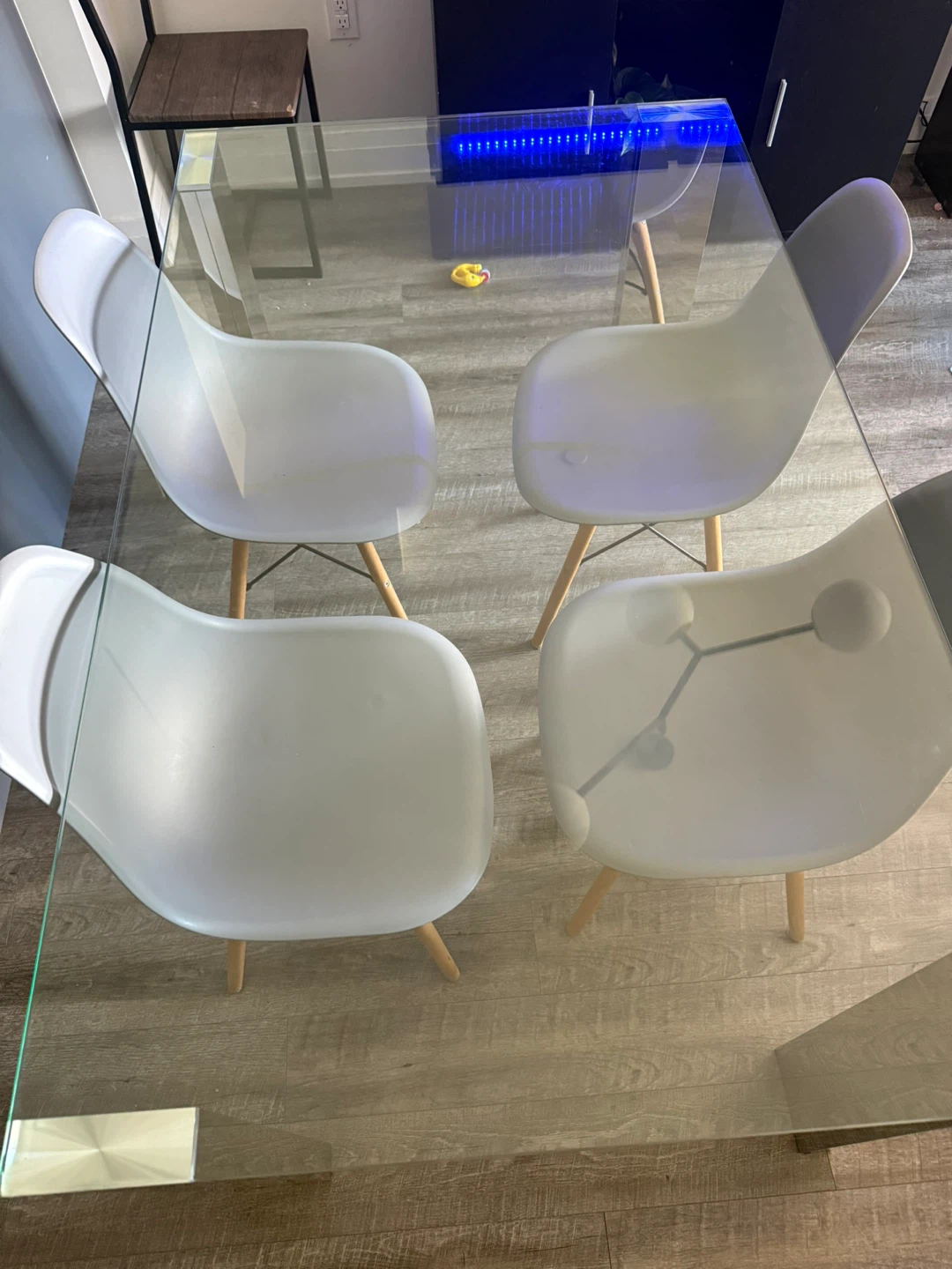 Glass Dining Table and Four Chairs Set