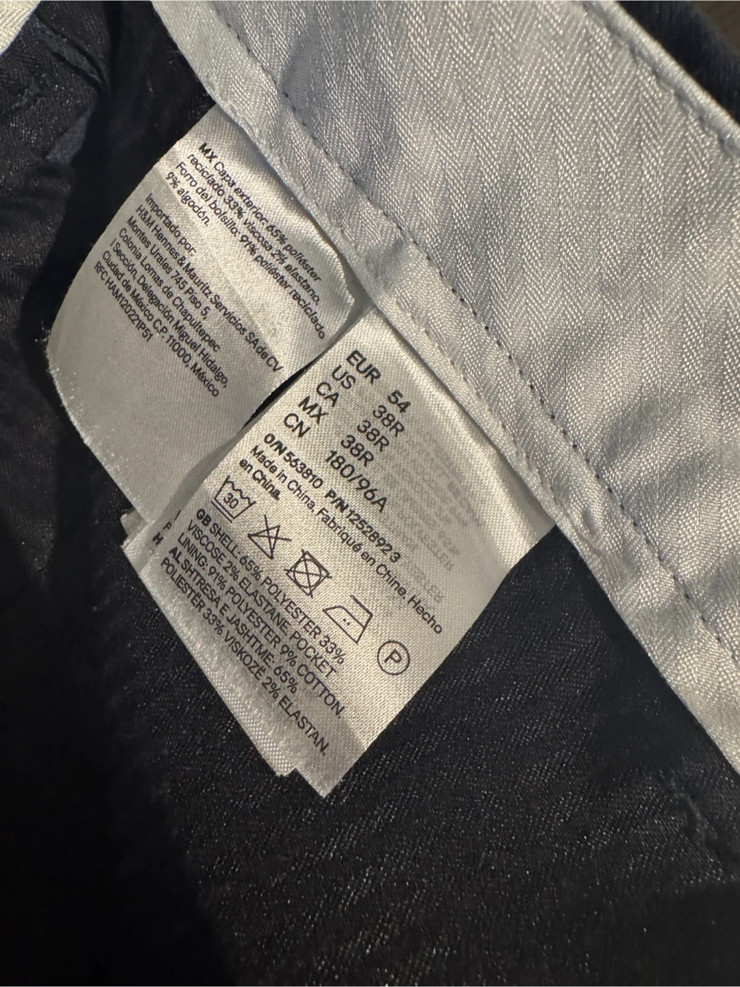 H&M Slim Fit Trousers - Navy - Size 38R - photo 3
