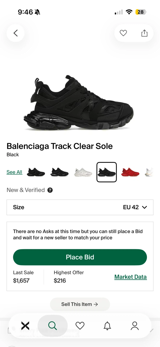 Balenciaga Track (Clear Sole) Black (Size 42/9)