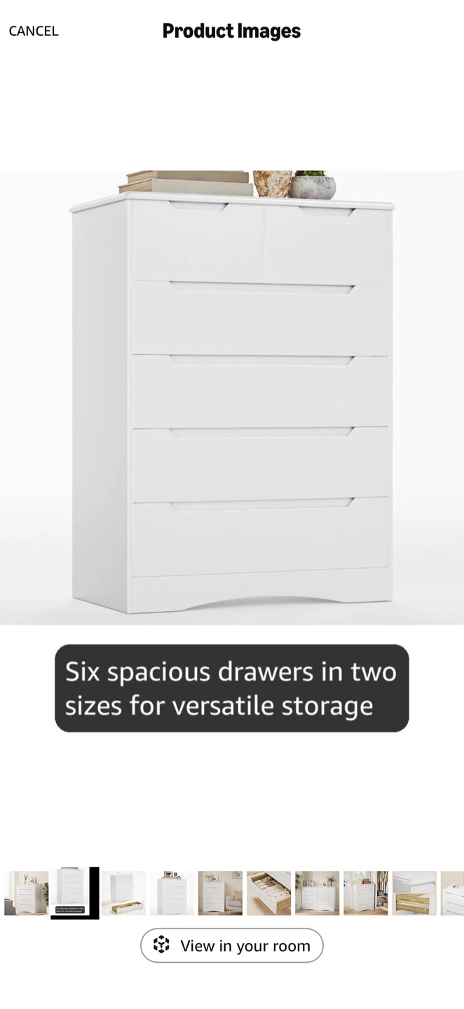 White 6-Drawer Dresser