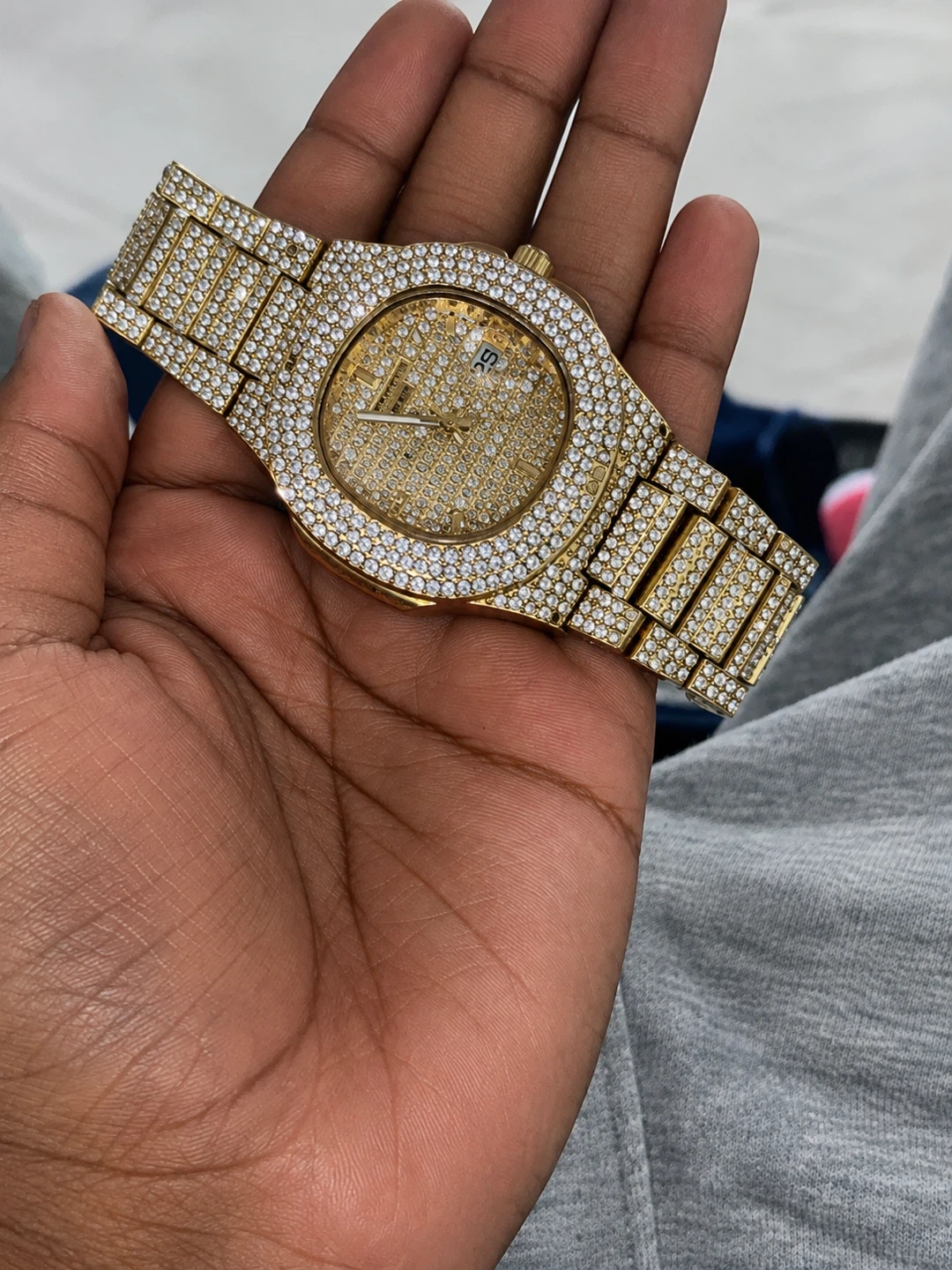 Gold Tone Rhinestone Wristwatch