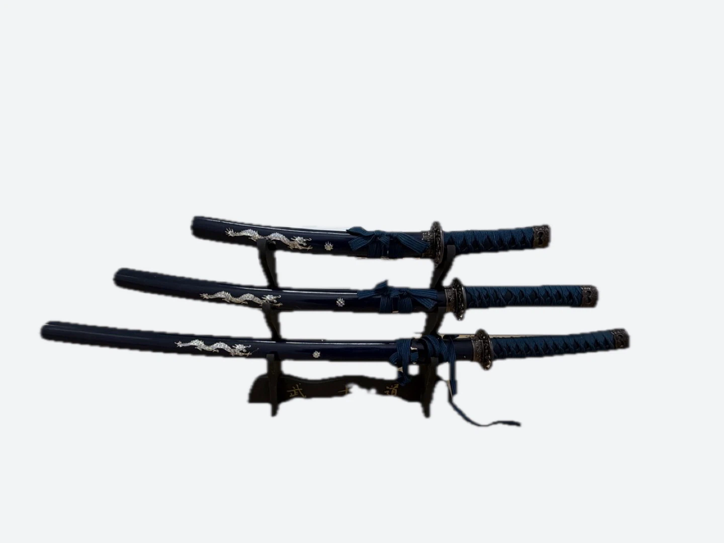 Three-Piece Katana Sword Set with Stand